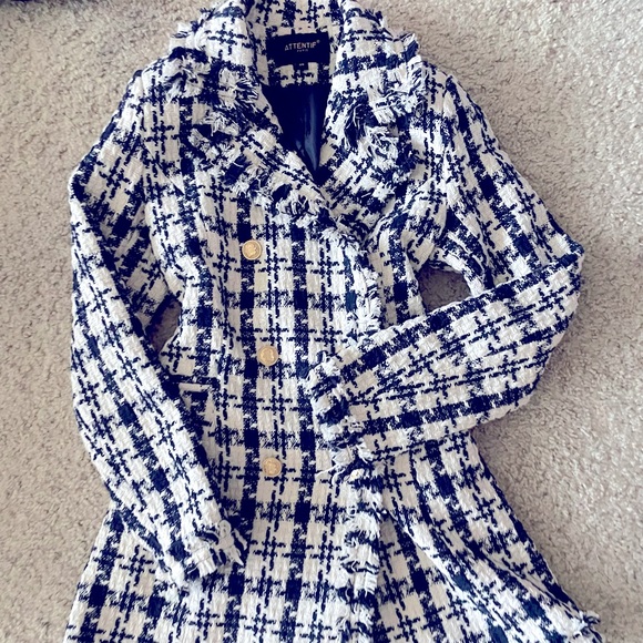 Attentif Paris Tweed Chanel Style chic jacket Coat sz 36 EUC - Picture 3 of 7